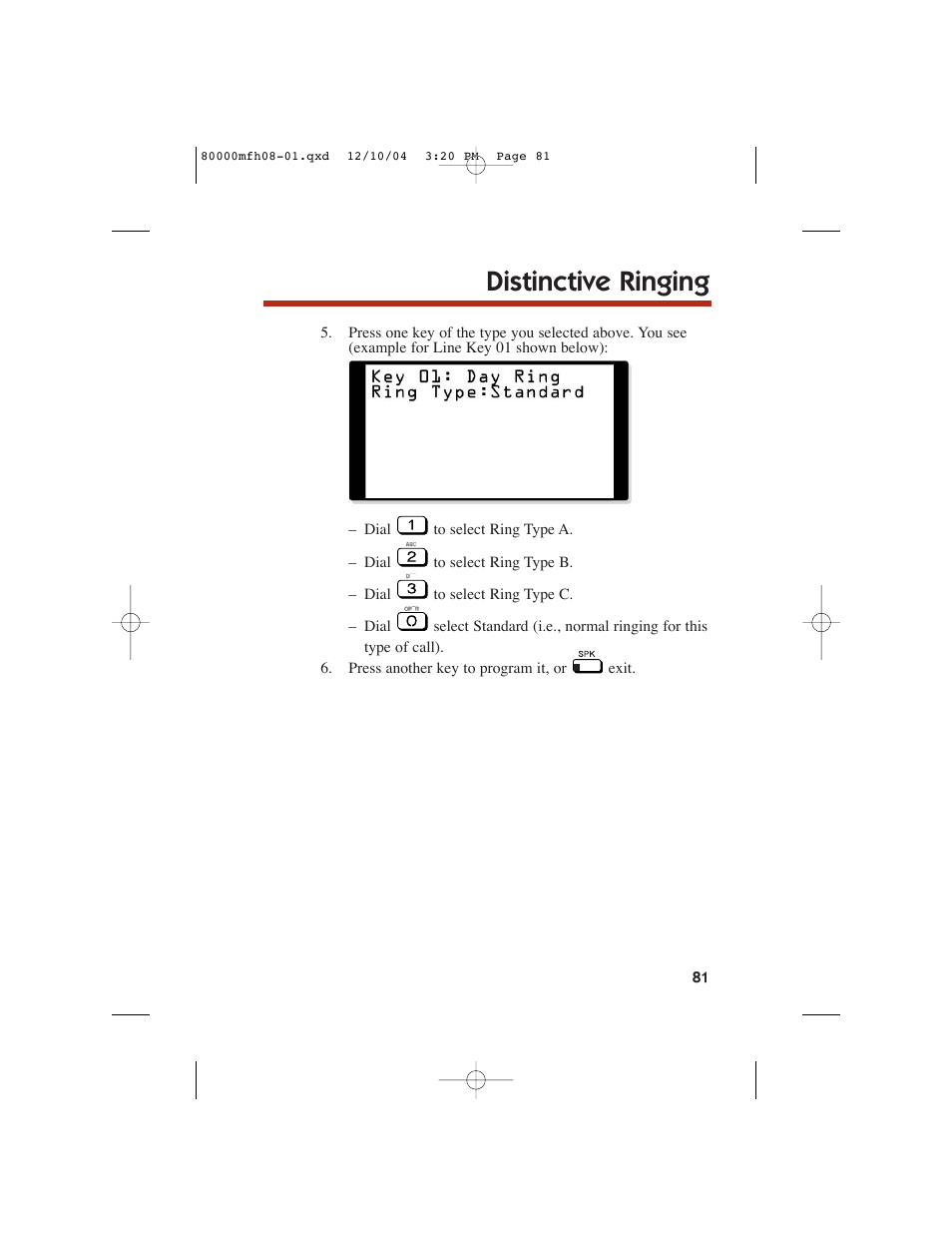 Distinctive ringing | NEC DS1000 User Manual | Page 89 / 216