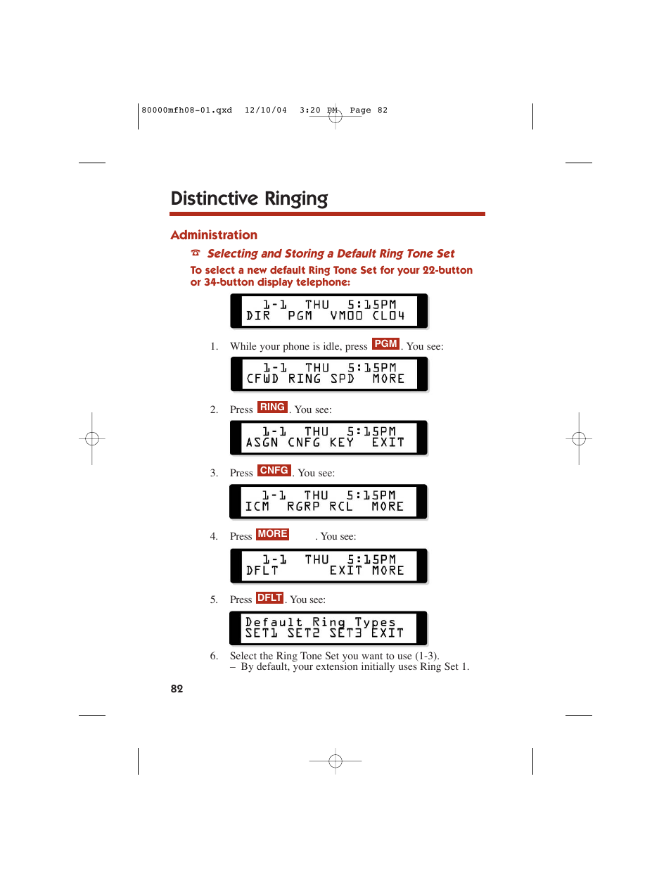 Distinctive ringing | NEC DS1000 User Manual | Page 90 / 216