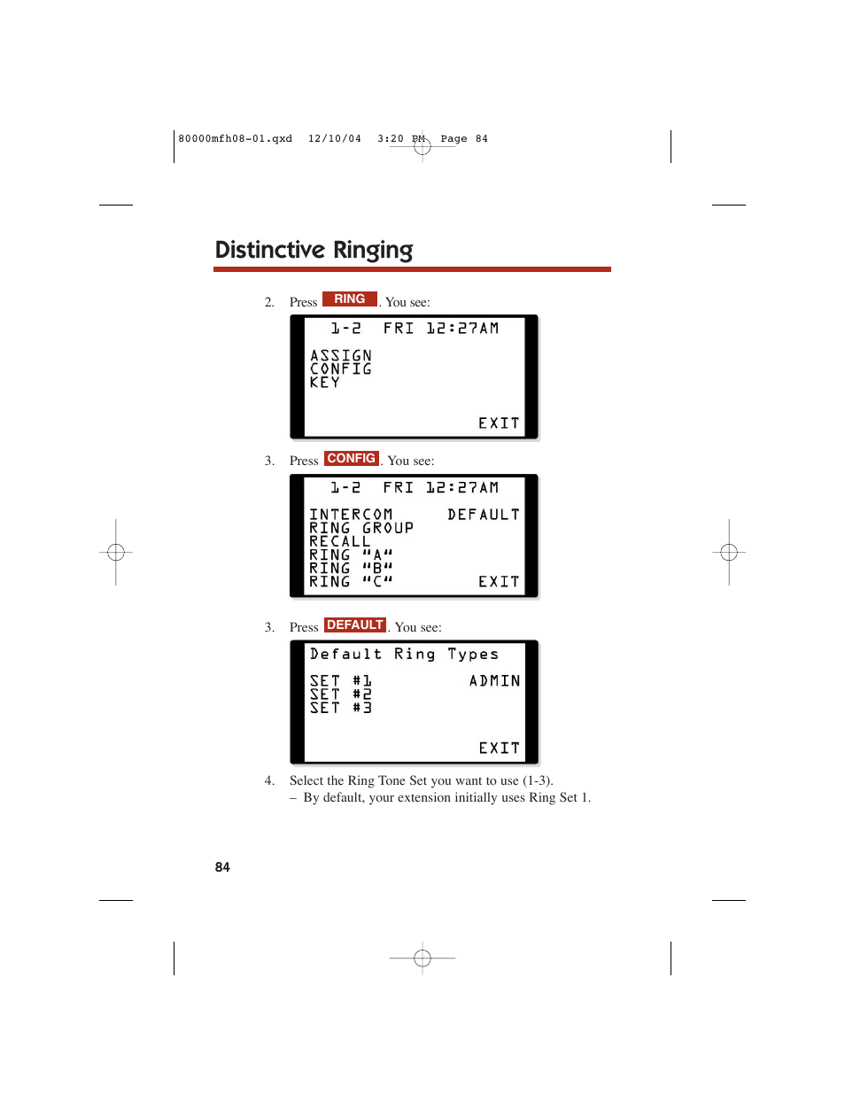 Distinctive ringing | NEC DS1000 User Manual | Page 92 / 216