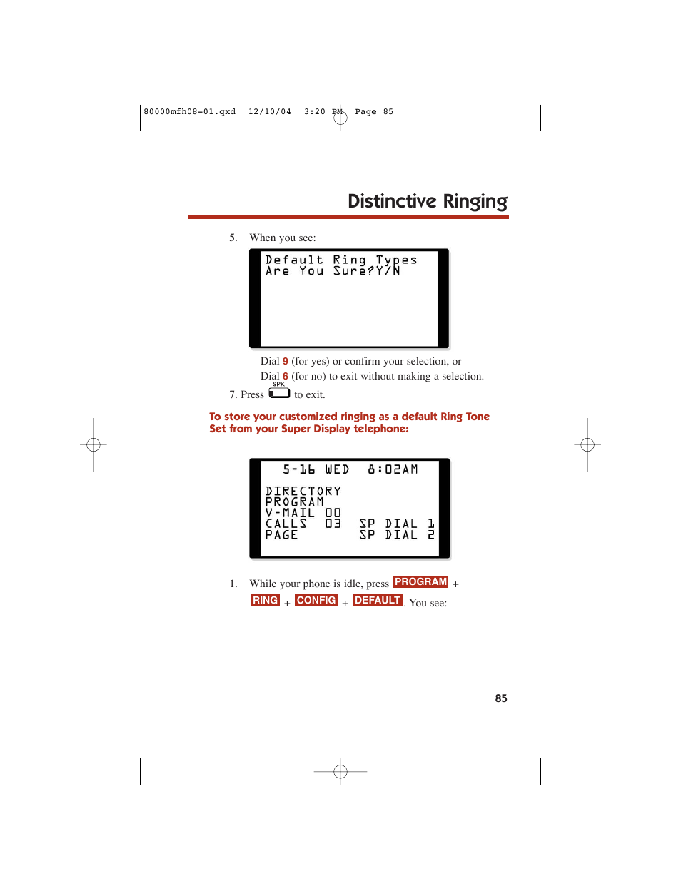 Distinctive ringing | NEC DS1000 User Manual | Page 93 / 216