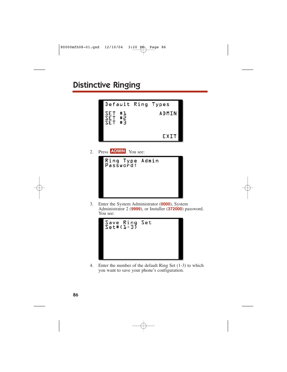Distinctive ringing | NEC DS1000 User Manual | Page 94 / 216