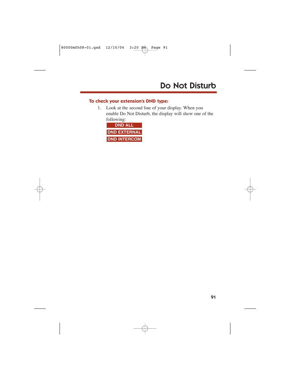 Do not disturb | NEC DS1000 User Manual | Page 99 / 216