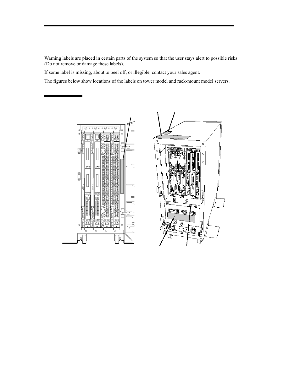 Warning labels, Tower model | NEC Express 5800/320Lb User Manual | Page 16 / 302