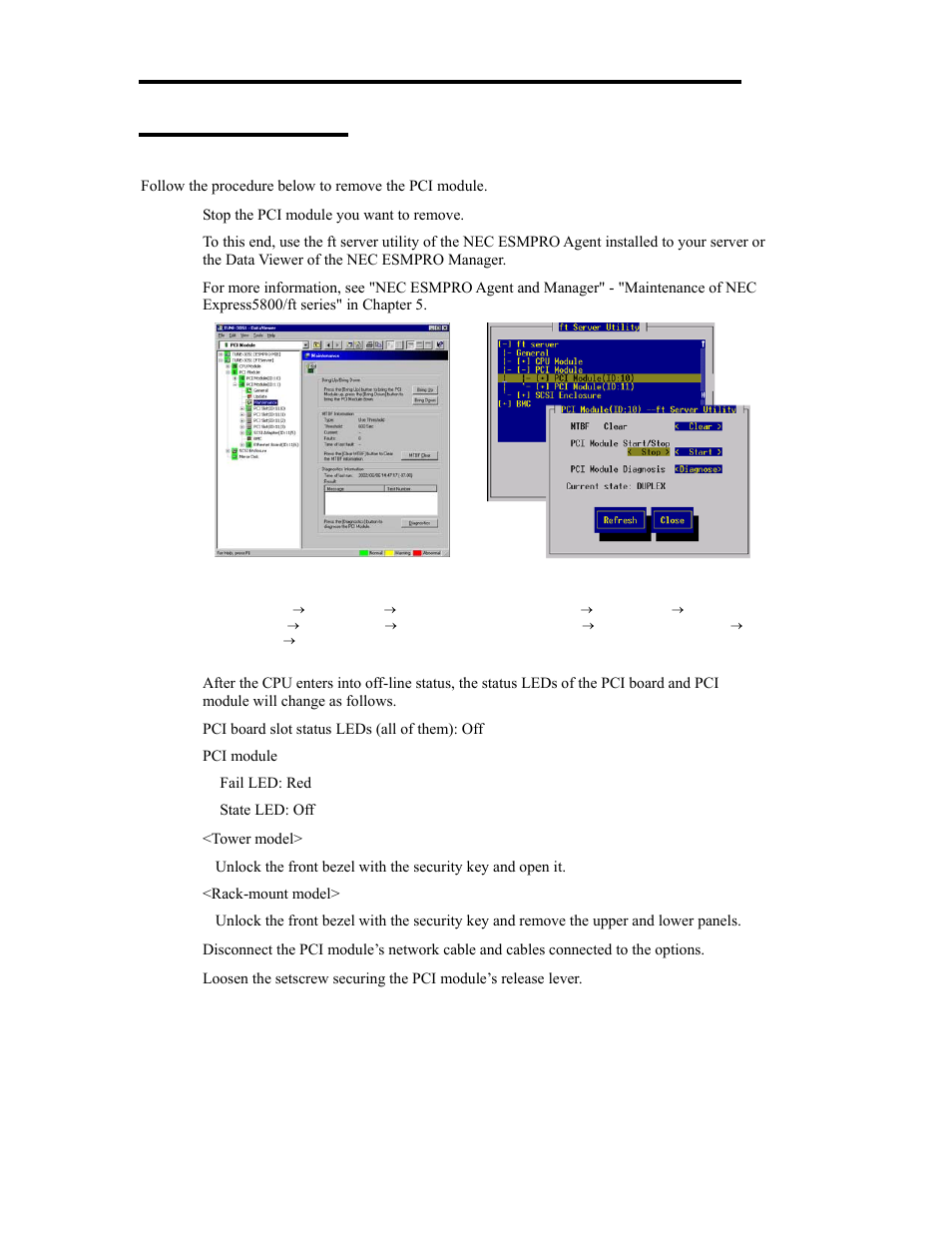Removing pci module | NEC Express 5800/320Lb User Manual | Page 274 / 302