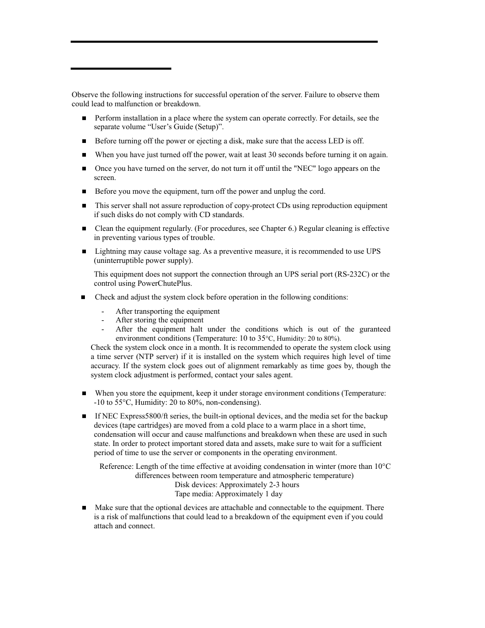 For proper operation | NEC Express 5800/320Lb User Manual | Page 30 / 302