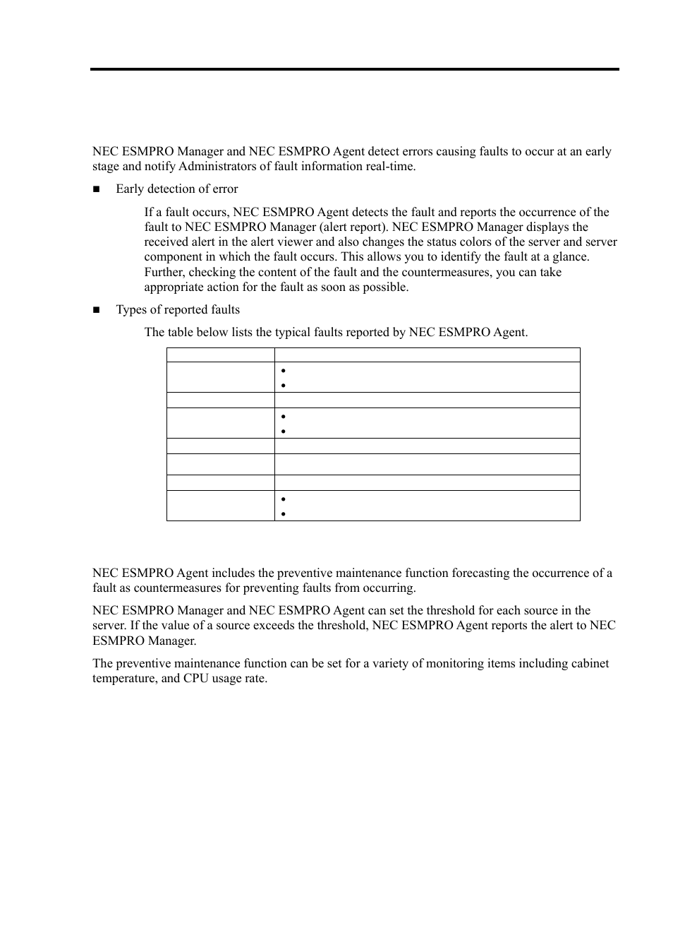 Detection of server fault, Prevention of server fault | NEC Express 5800/320Lc User Manual | Page 176 / 357