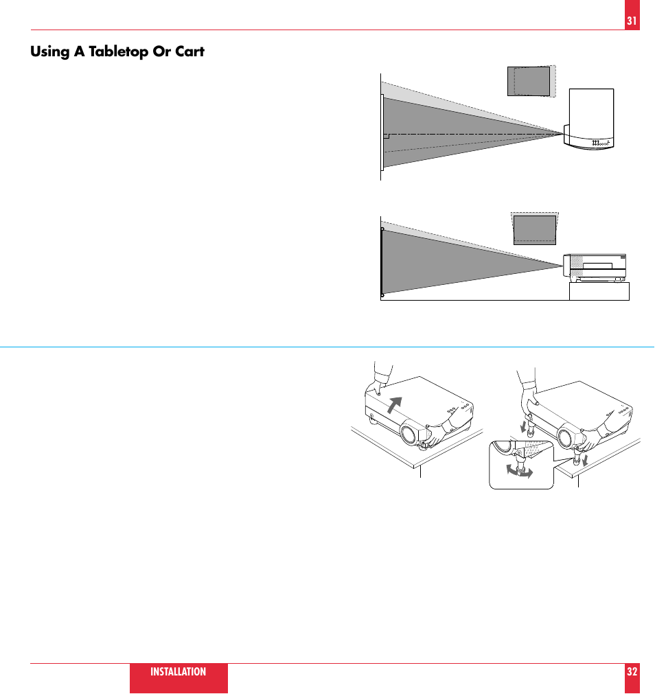 Using a tabletop or cart | NEC MT 820 User Manual | Page 17 / 44