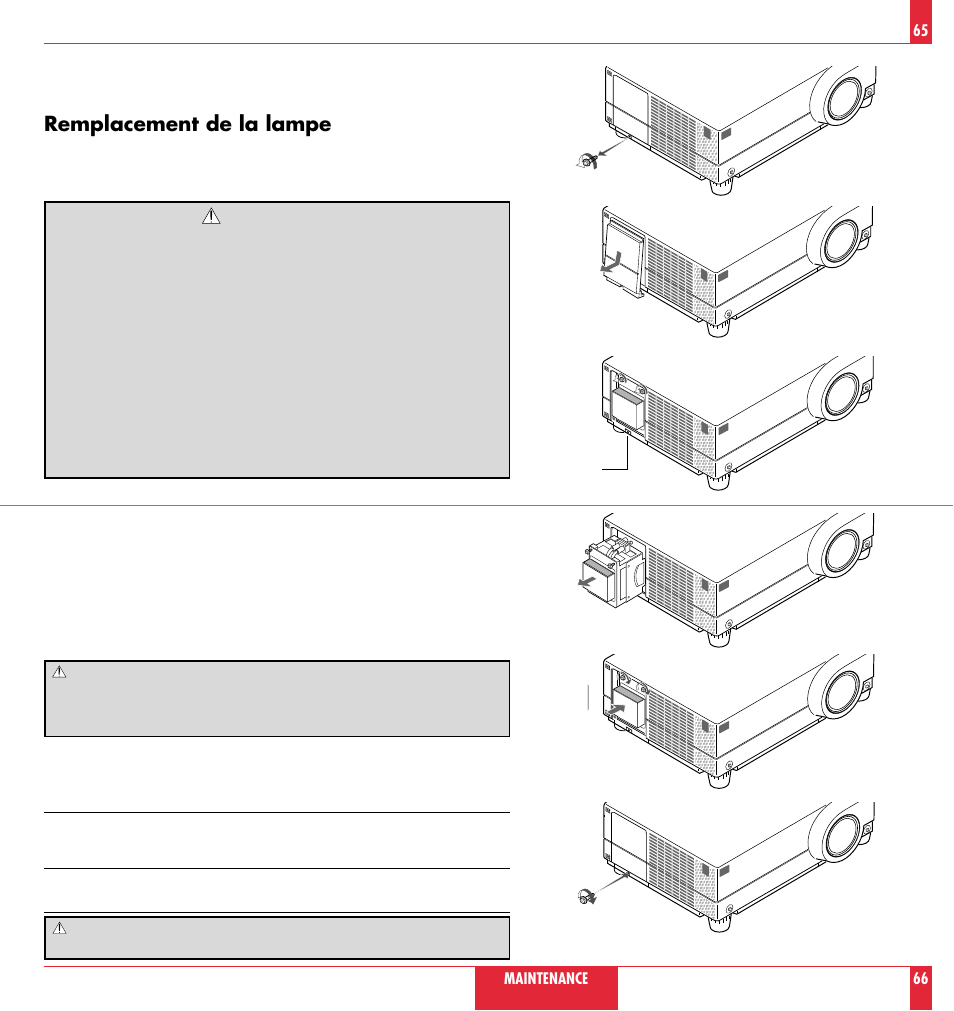 Remplacement de la lampe | NEC MT 820 User Manual | Page 34 / 44