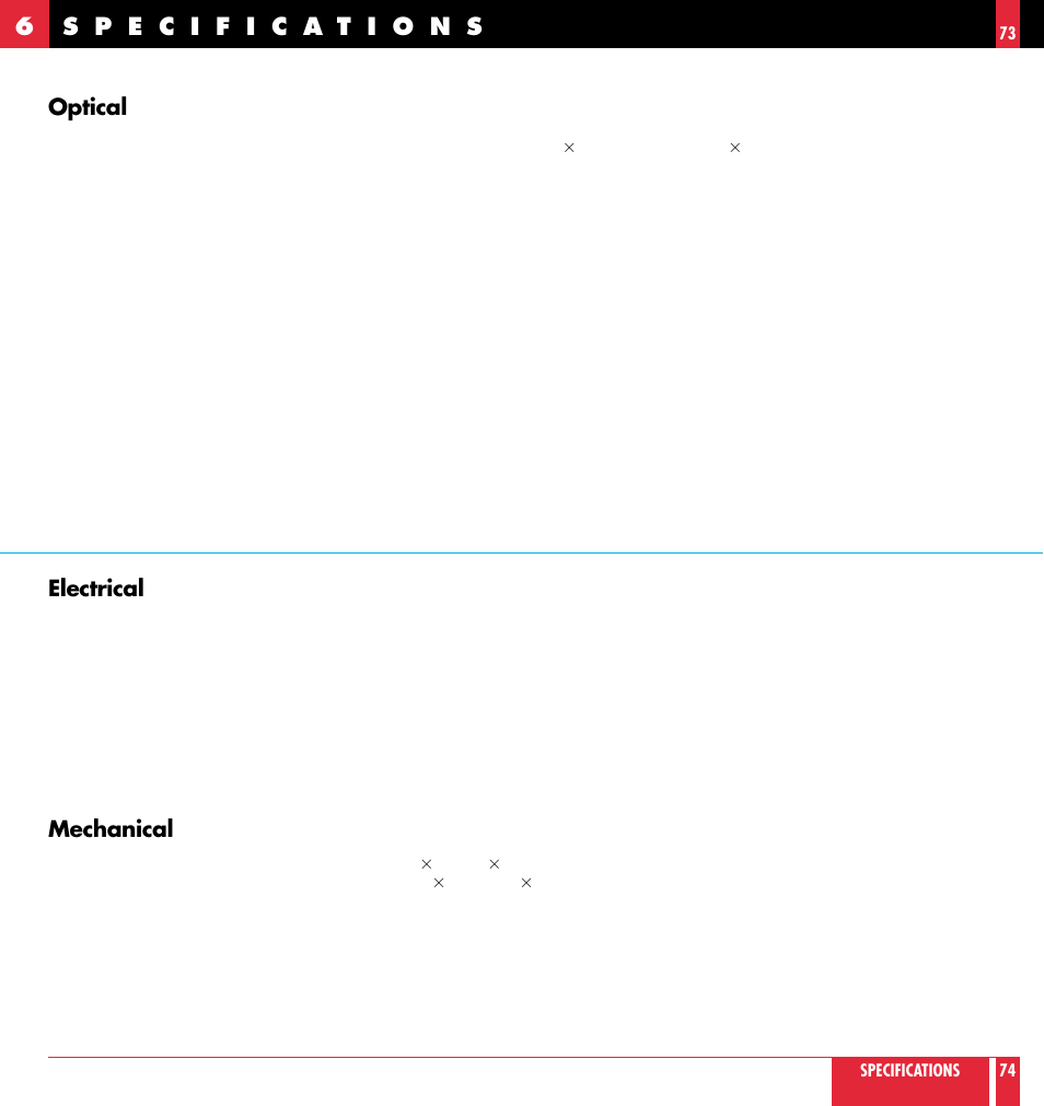 Optical, Electrical, Mechanical | NEC MT 820 User Manual | Page 38 / 44