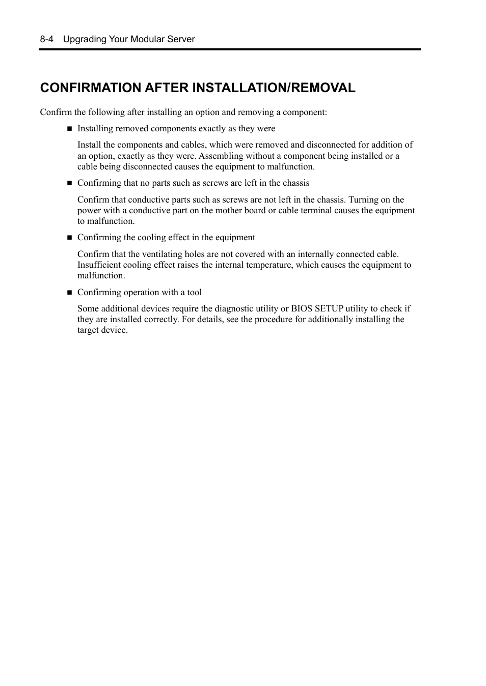 Confirmation after installation/removal | NEC EXPRESS5800/100 SERIES N8100-1635F User Manual | Page 138 / 152