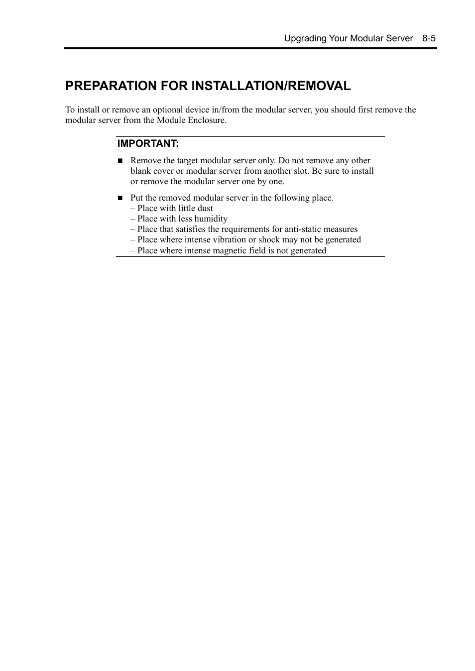 Preparation for installation/removal | NEC EXPRESS5800/100 SERIES N8100-1635F User Manual | Page 139 / 152