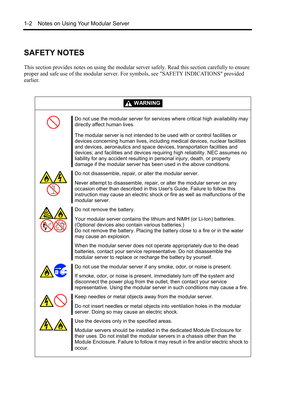 Safety notes | NEC EXPRESS5800/100 SERIES N8100-1635F User Manual | Page 14 / 152