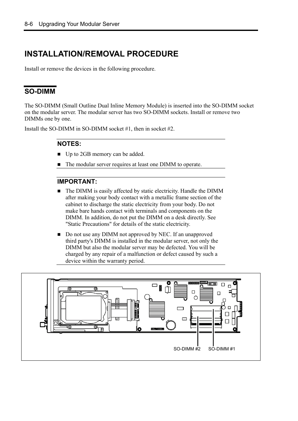 Installation/removal procedure, So-dimm | NEC EXPRESS5800/100 SERIES N8100-1635F User Manual | Page 140 / 152