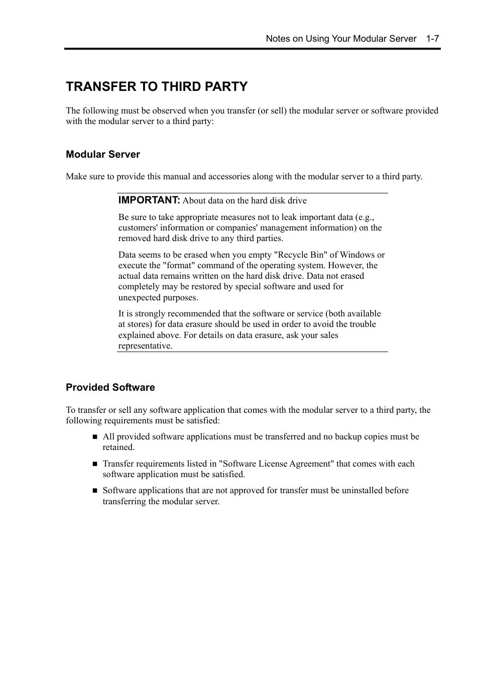 Transfer to third party | NEC EXPRESS5800/100 SERIES N8100-1635F User Manual | Page 19 / 152