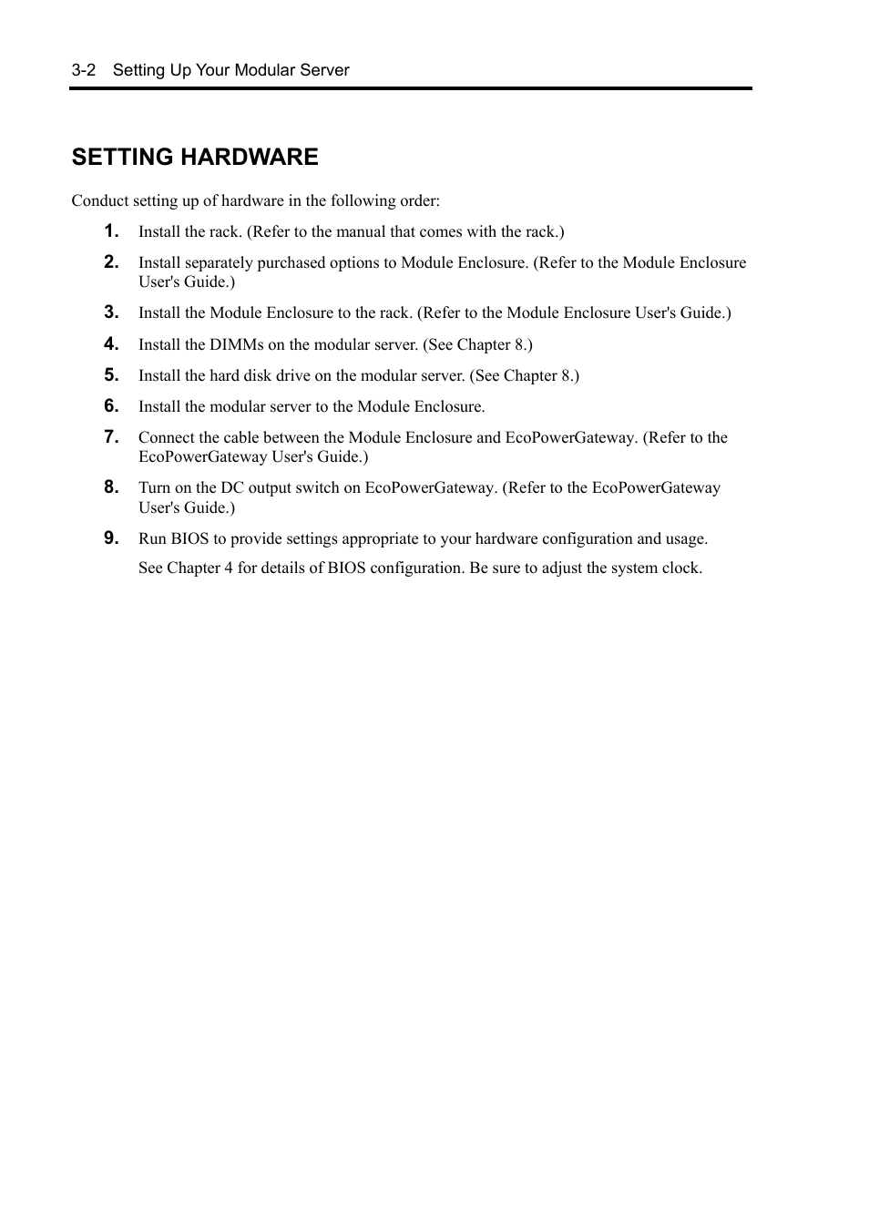 Setting hardware | NEC EXPRESS5800/100 SERIES N8100-1635F User Manual | Page 36 / 152