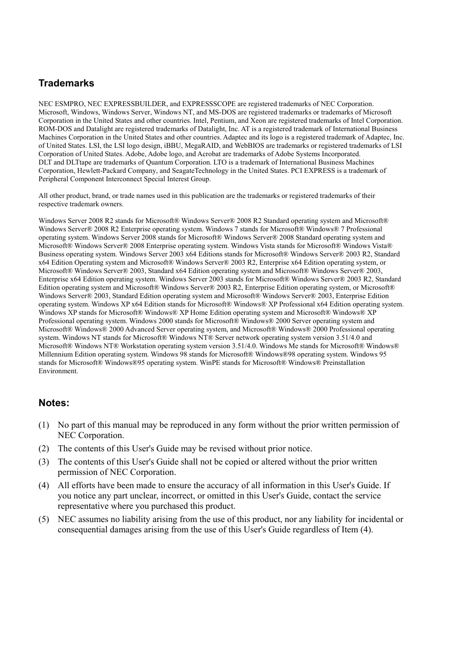 NEC EXPRESS5800/100 SERIES N8100-1635F User Manual | Page 6 / 152