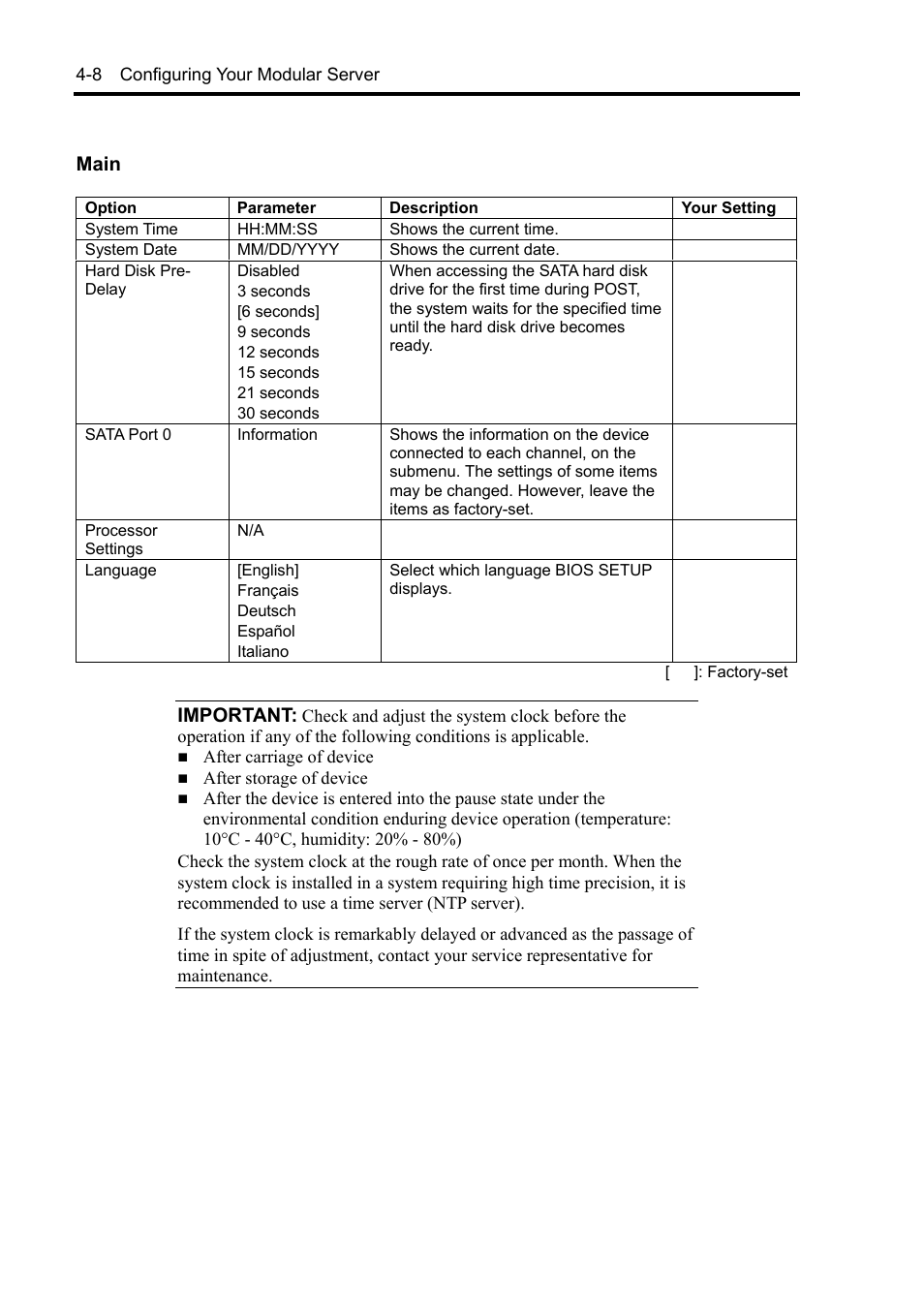 Main, Important | NEC EXPRESS5800/100 SERIES N8100-1635F User Manual | Page 60 / 152