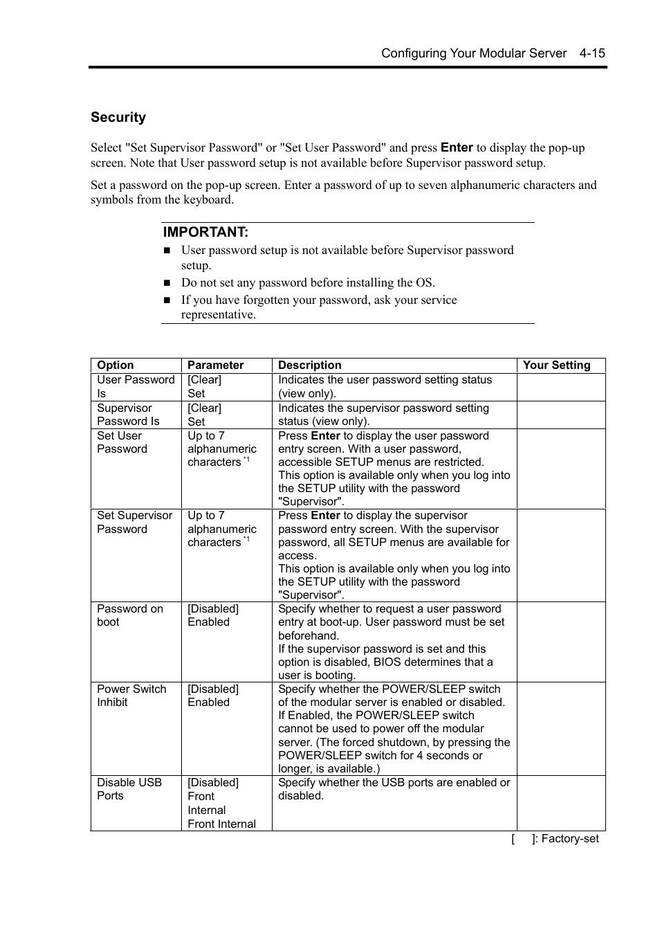 Security, Important | NEC EXPRESS5800/100 SERIES N8100-1635F User Manual | Page 67 / 152