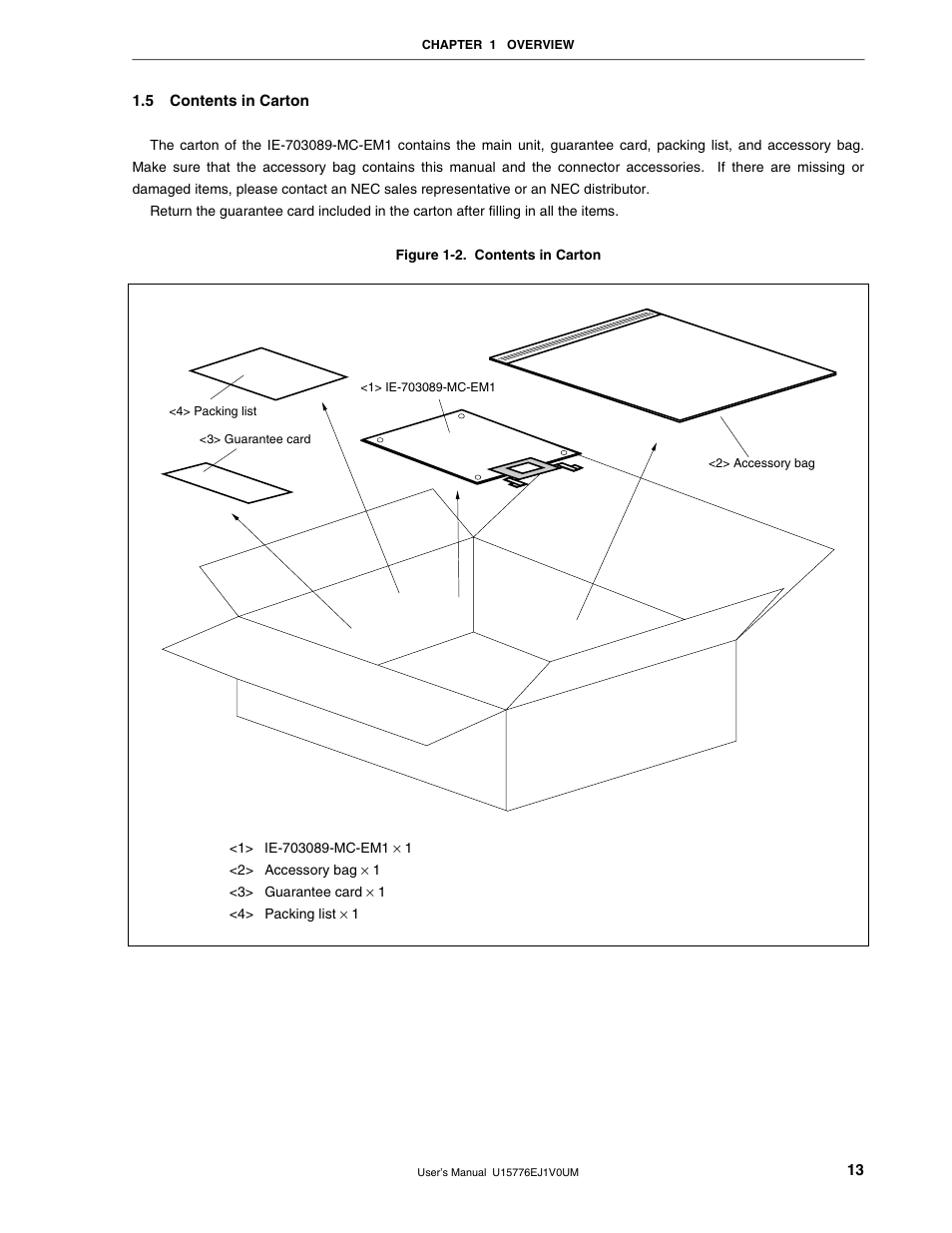 5 contents in carton | NEC V850/SC1 User Manual | Page 13 / 35