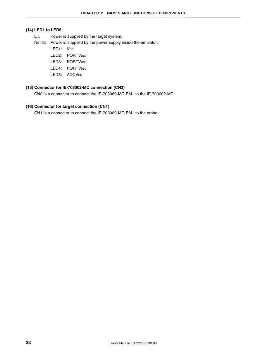 NEC V850/SC1 User Manual | Page 22 / 35