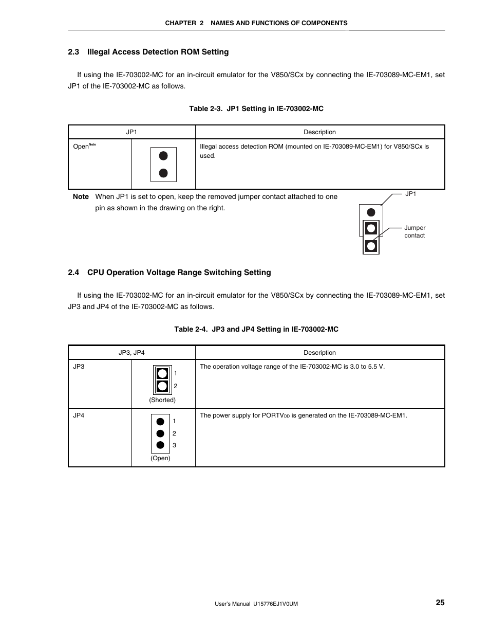 3 illegal access detection rom setting, 4 cpu operation voltage range switching setting | NEC V850/SC1 User Manual | Page 25 / 35