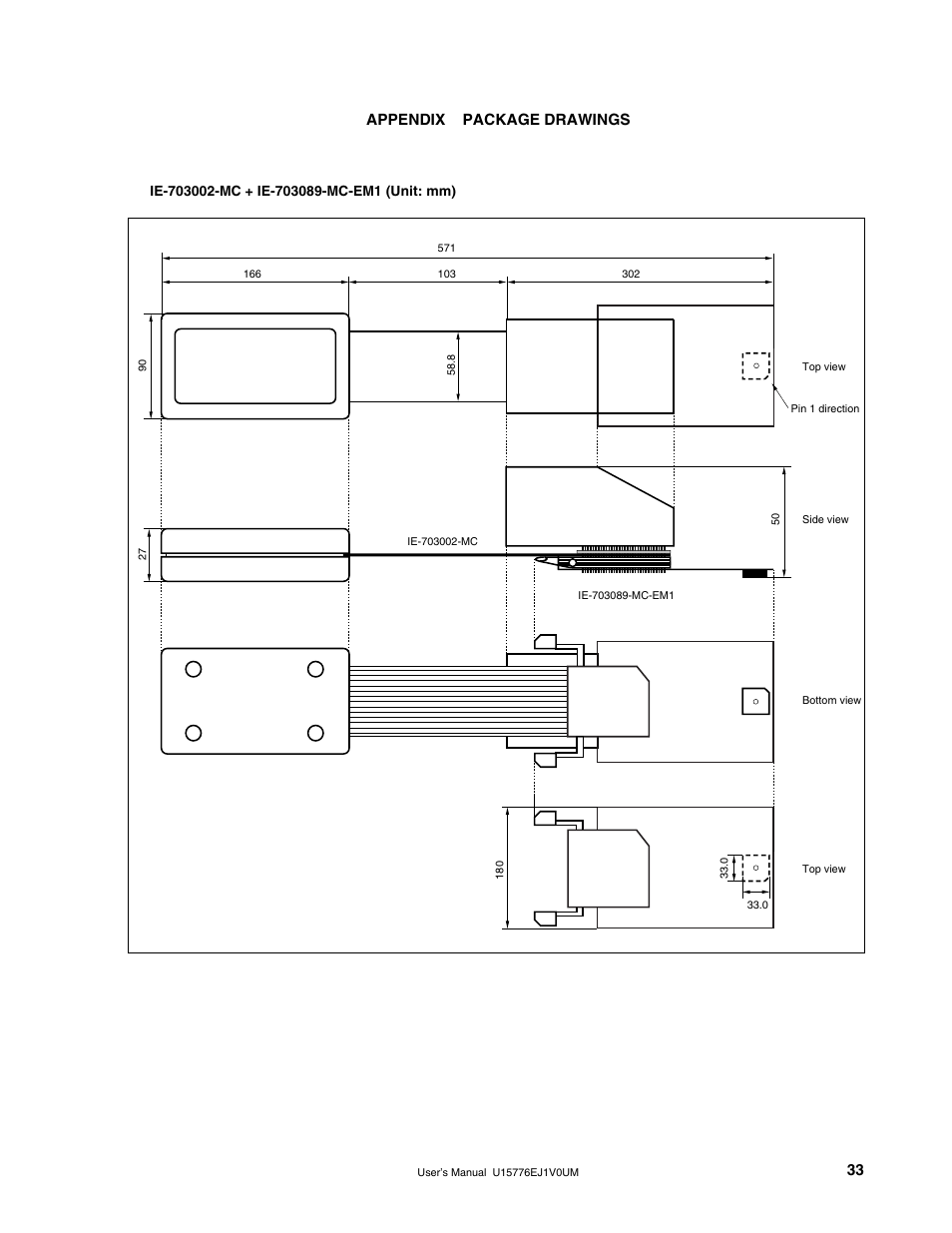 Appendix package drawings, 33 appendix package drawings | NEC V850/SC1 User Manual | Page 33 / 35