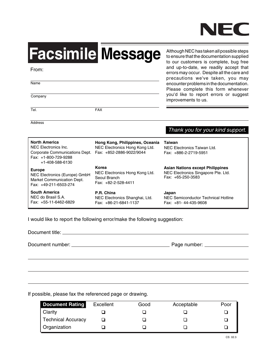 Facsimile, Message | NEC V850/SC1 User Manual | Page 35 / 35