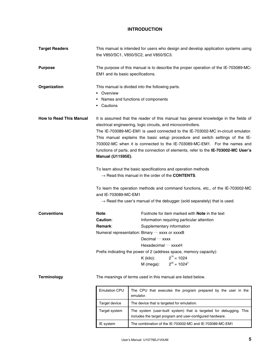 Introduction | NEC V850/SC1 User Manual | Page 5 / 35