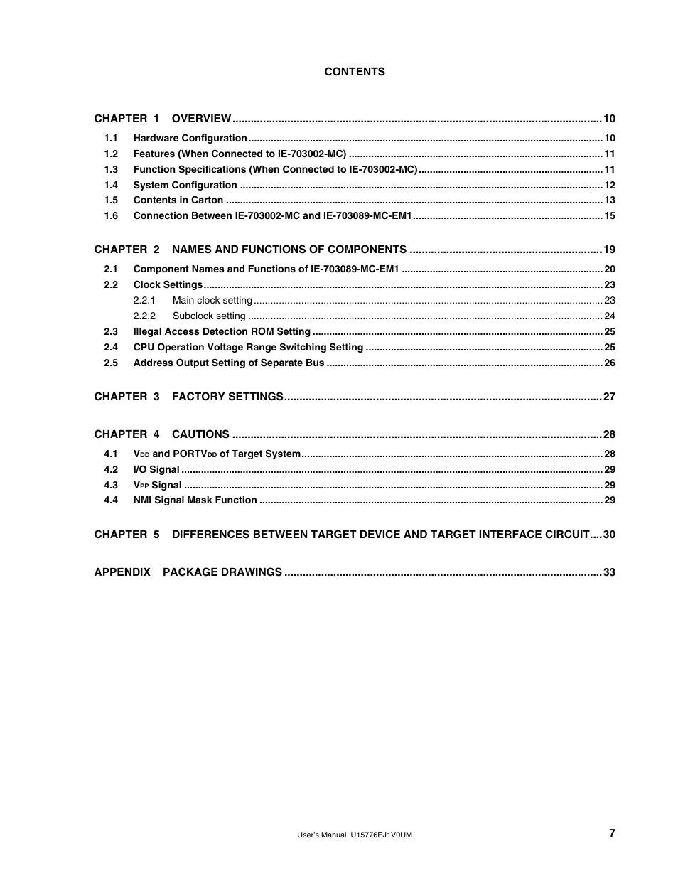 NEC V850/SC1 User Manual | Page 7 / 35