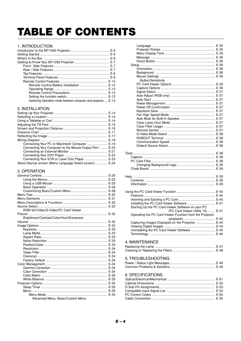 NEC MT1056 User Manual | Page 4 / 55
