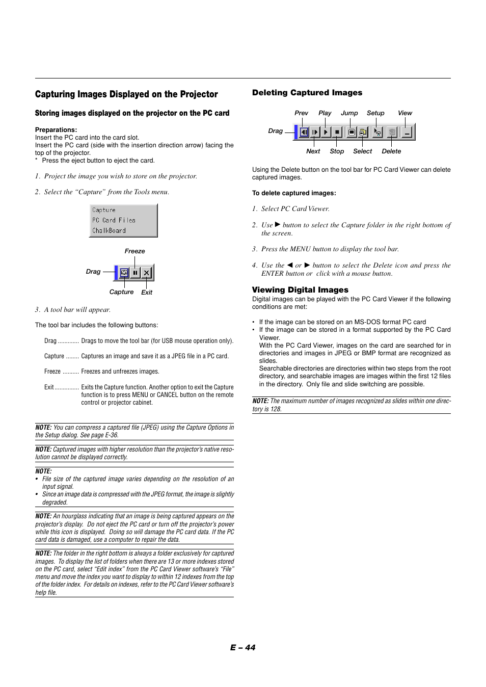 Capturing images displayed on the projector | NEC MT1056 User Manual | Page 44 / 55