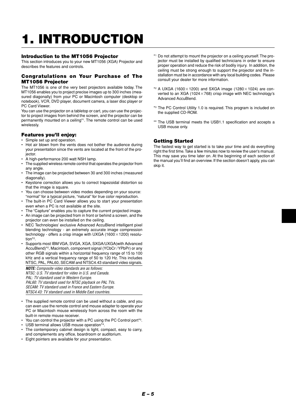 Introduction | NEC MT1056 User Manual | Page 5 / 55