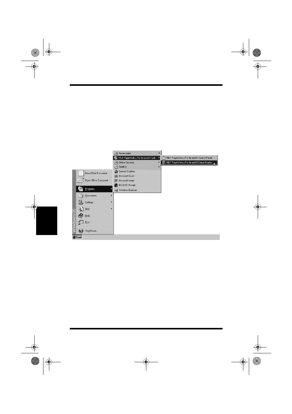 To start up the status display under windows 95, To start up the status display under, Windows 95 -2 | NEC PAGEWORKS 8E User Manual | Page 184 / 255