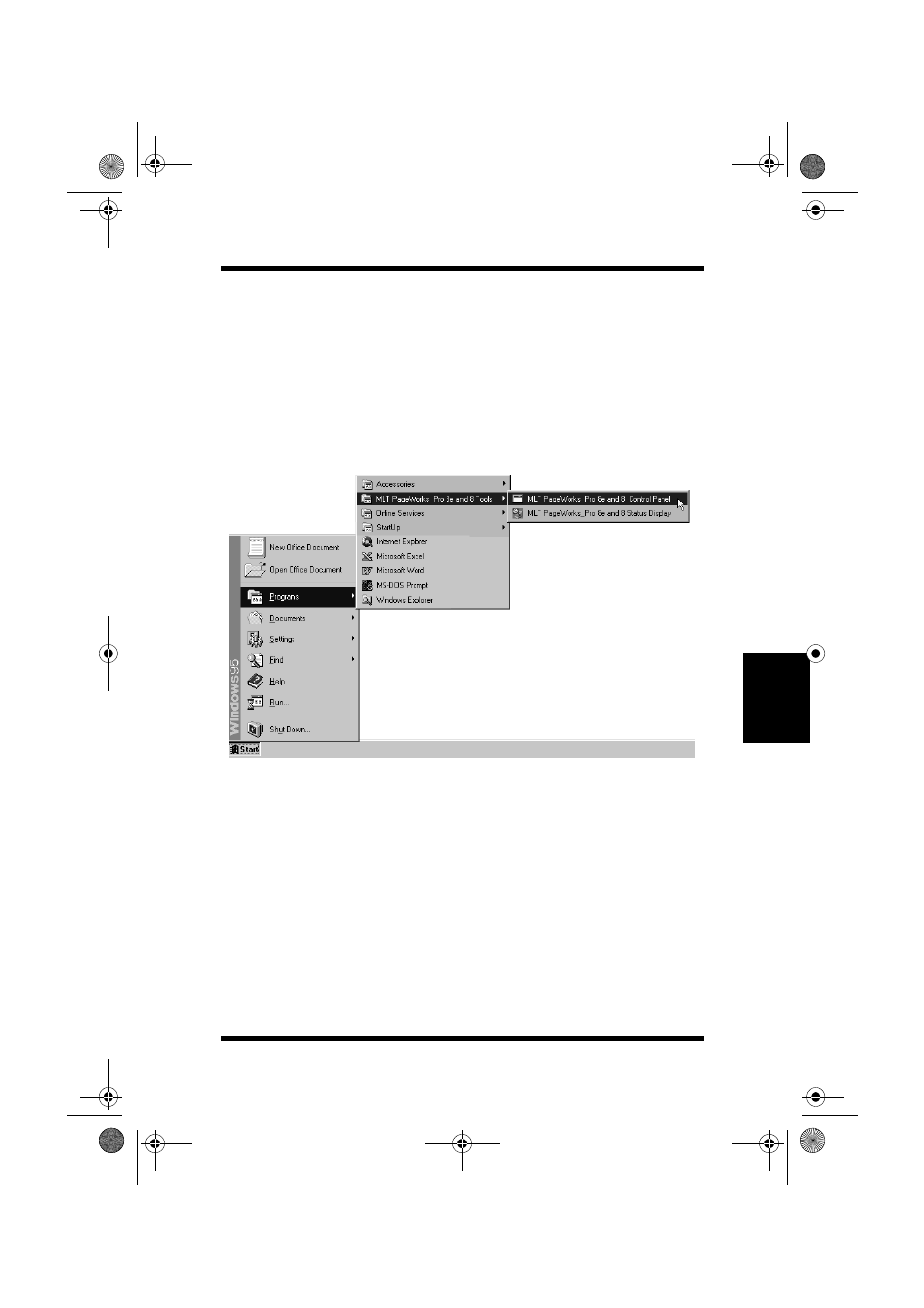 To start up the control panel under windows 95, To start up the control panel under, Windows 95 -9 | NEC PAGEWORKS 8E User Manual | Page 191 / 255