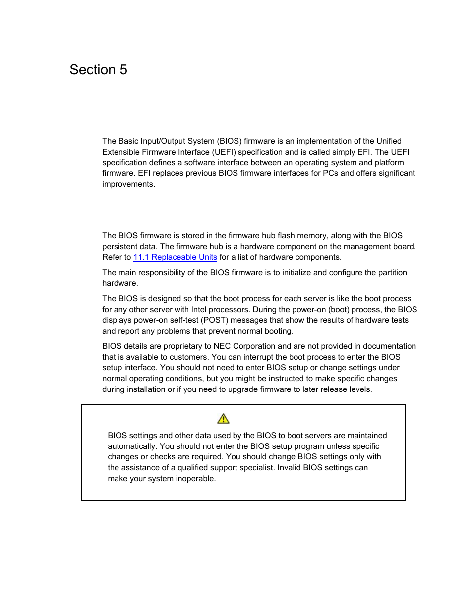 Bios, About the bios | NEC ExpressA1160 User Manual | Page 107 / 252