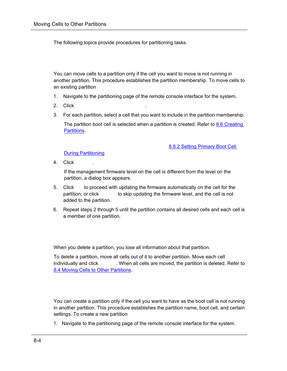 Moving cells to other partitions, Deleting partitions, Creating partitions | NEC ExpressA1160 User Manual | Page 154 / 252