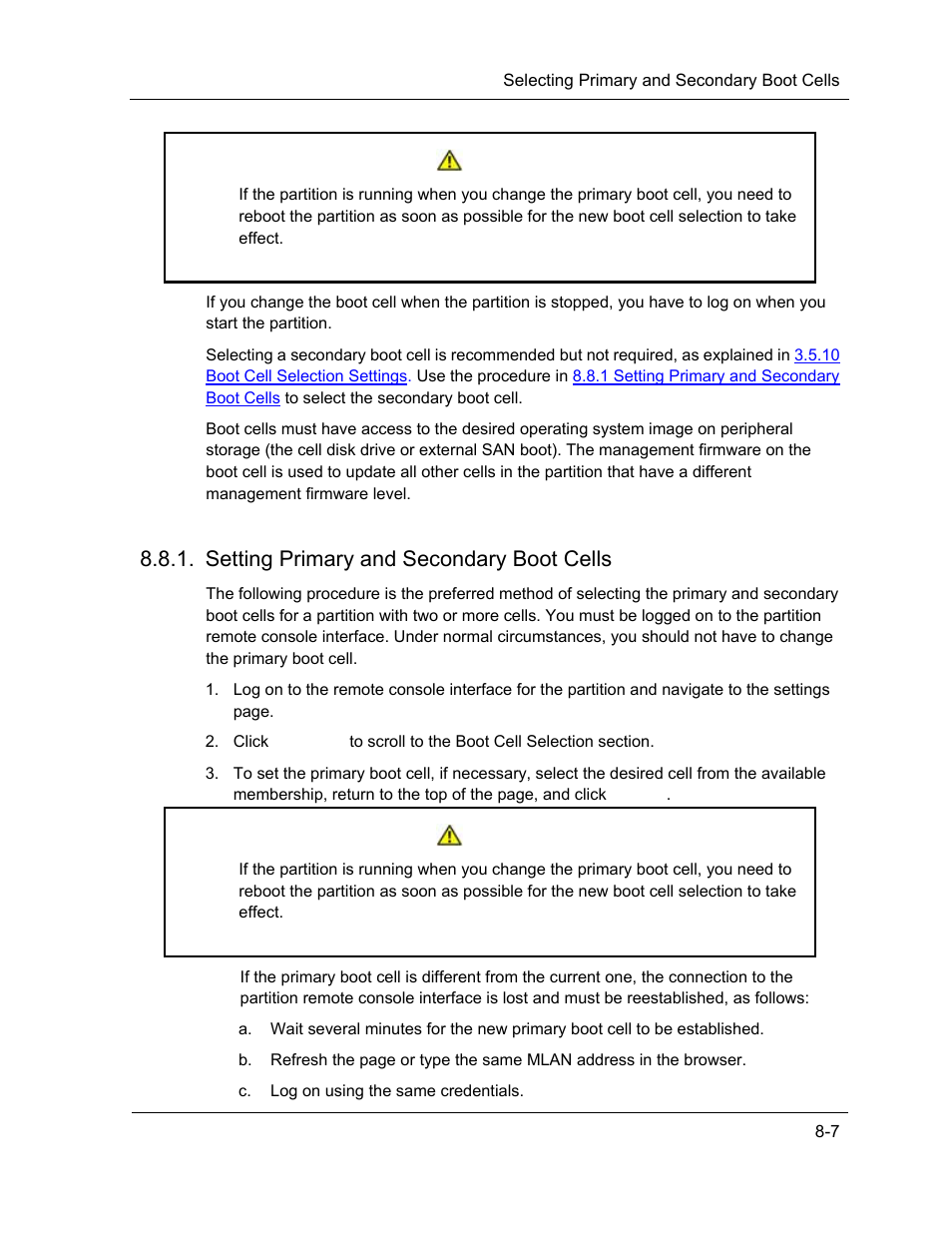 Caution, Setting primary and secondary boot cells | NEC ExpressA1160 User Manual | Page 157 / 252