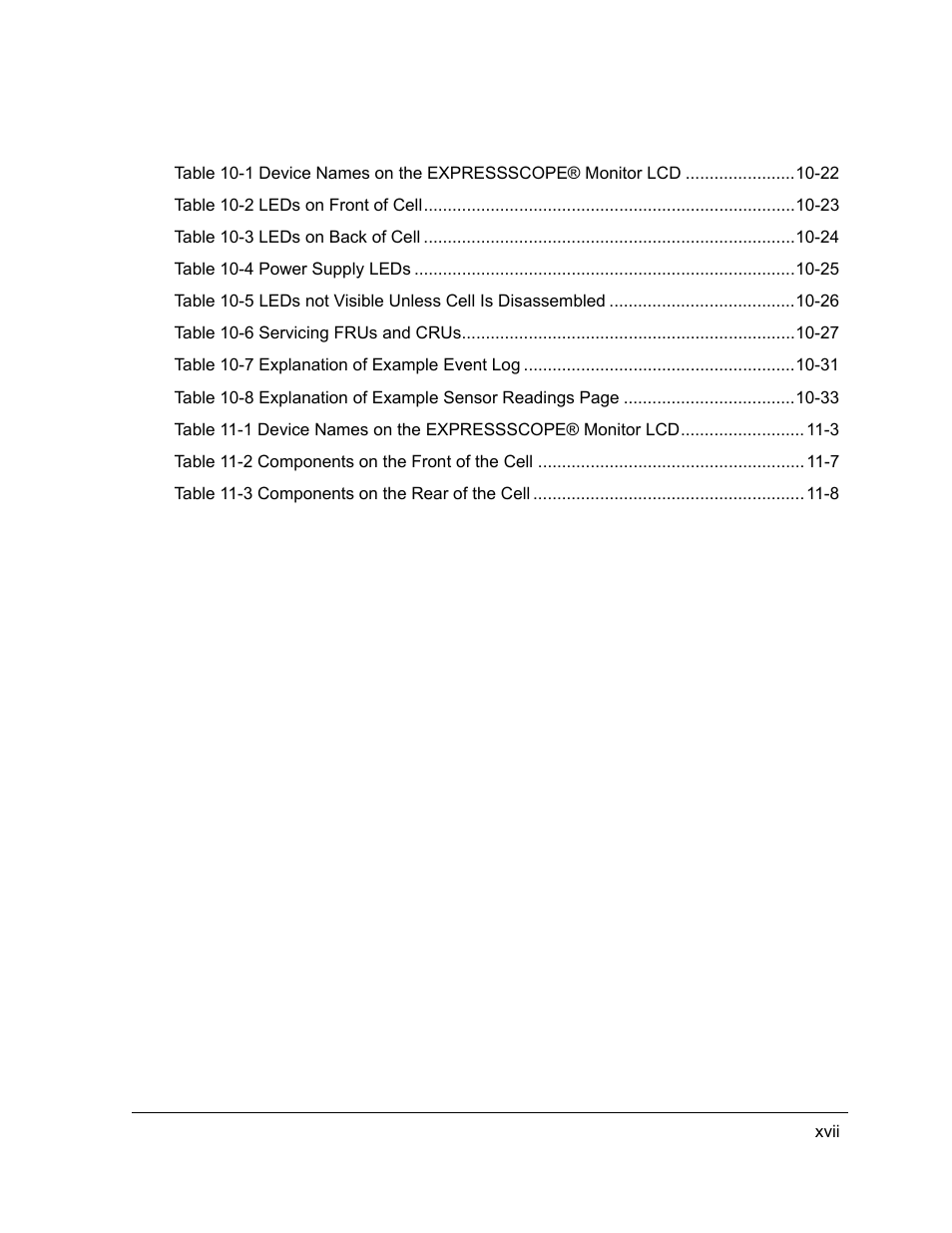 Tables | NEC ExpressA1160 User Manual | Page 17 / 252