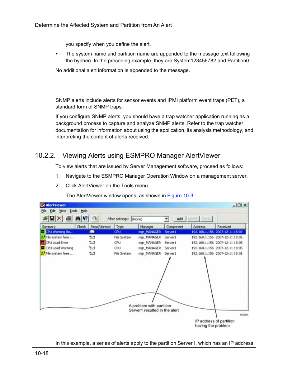 Viewing alerts using esmpro manager alertviewer | NEC ExpressA1160 User Manual | Page 180 / 252