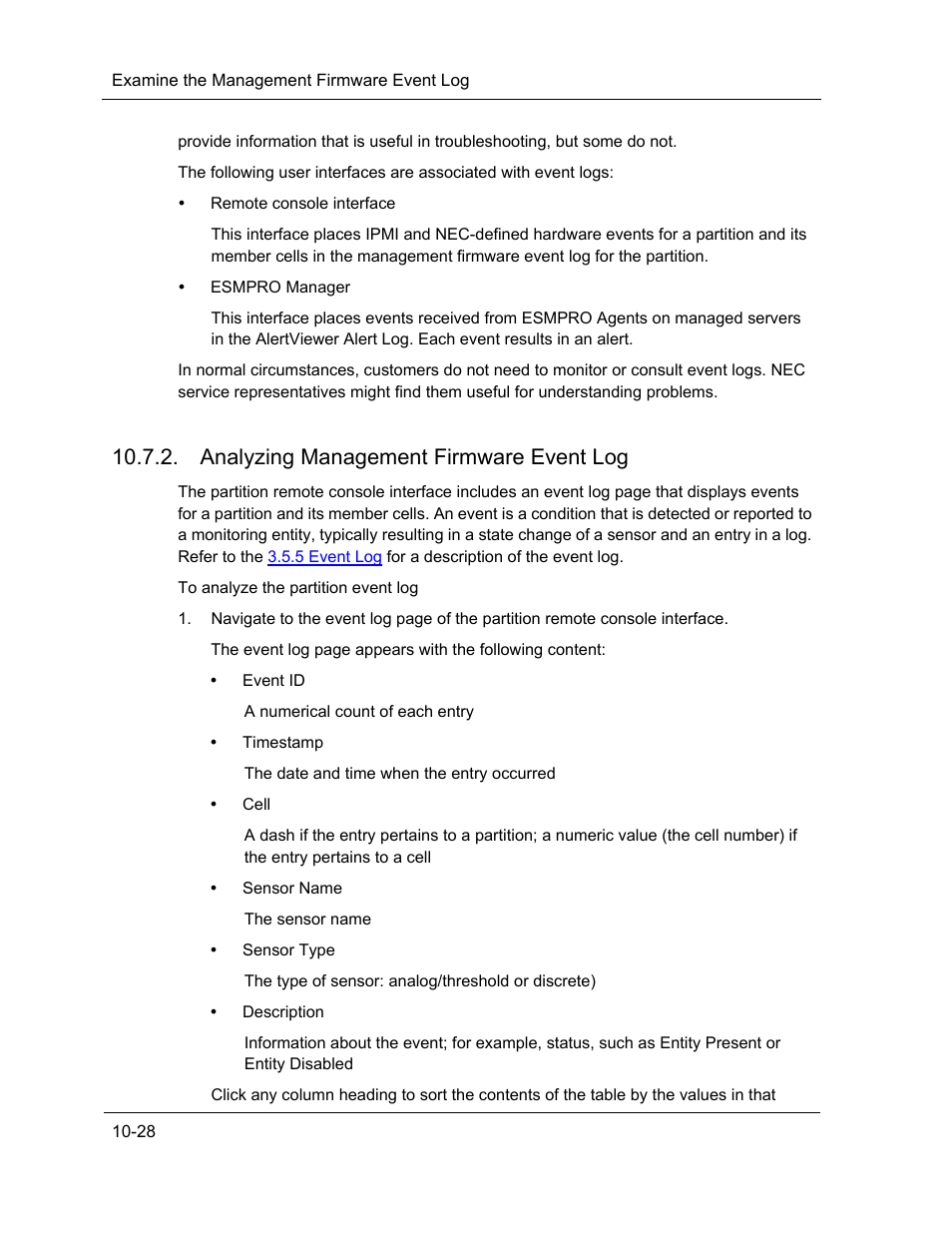 Analyzing management firmware event log | NEC ExpressA1160 User Manual | Page 190 / 252