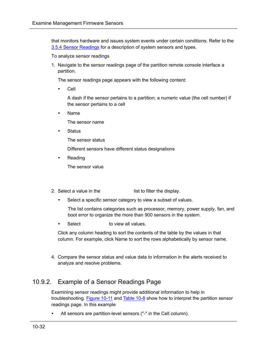 Example of a sensor readings page | NEC ExpressA1160 User Manual | Page 194 / 252