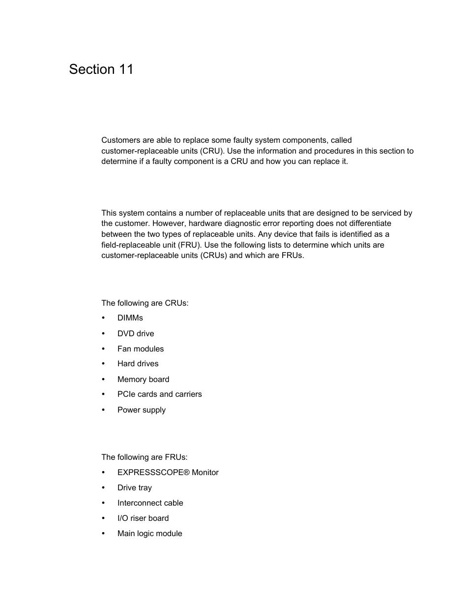 Removing and replacing crus, Replaceable units | NEC ExpressA1160 User Manual | Page 197 / 252