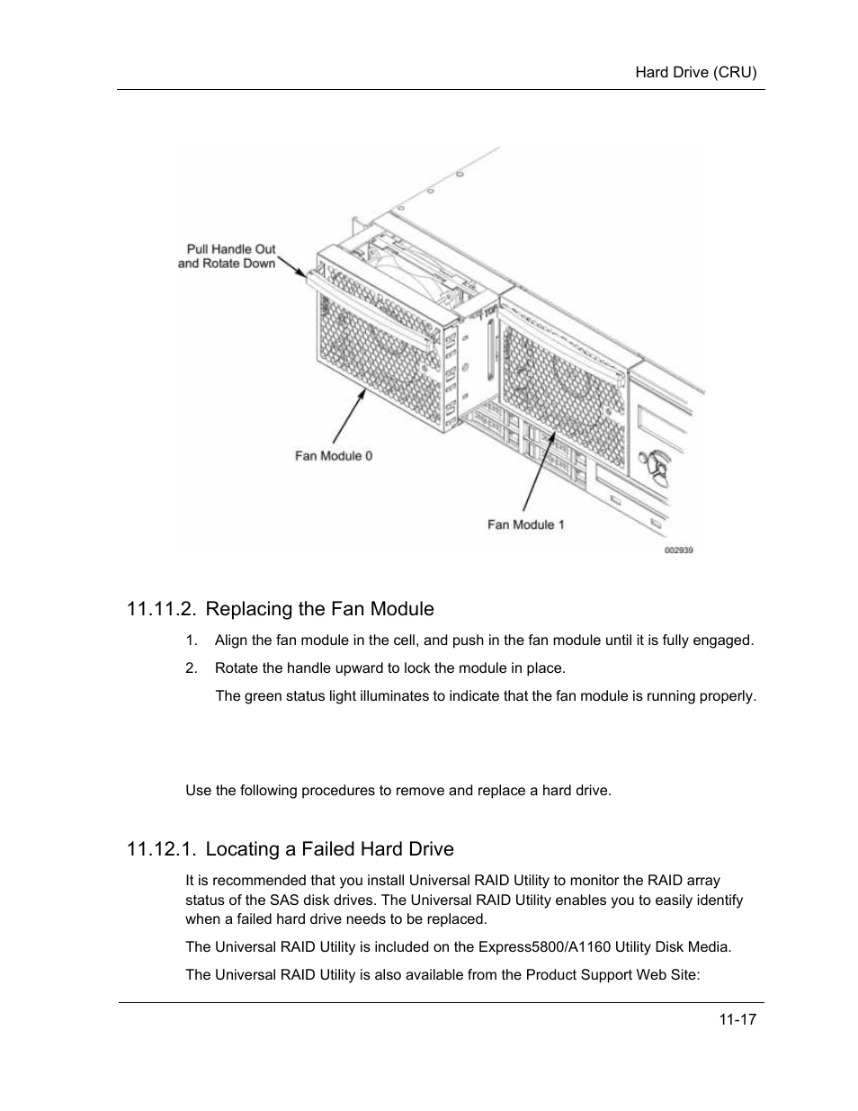 Hard drive (cru), Replacing the fan module, Locating a failed hard drive | NEC ExpressA1160 User Manual | Page 213 / 252