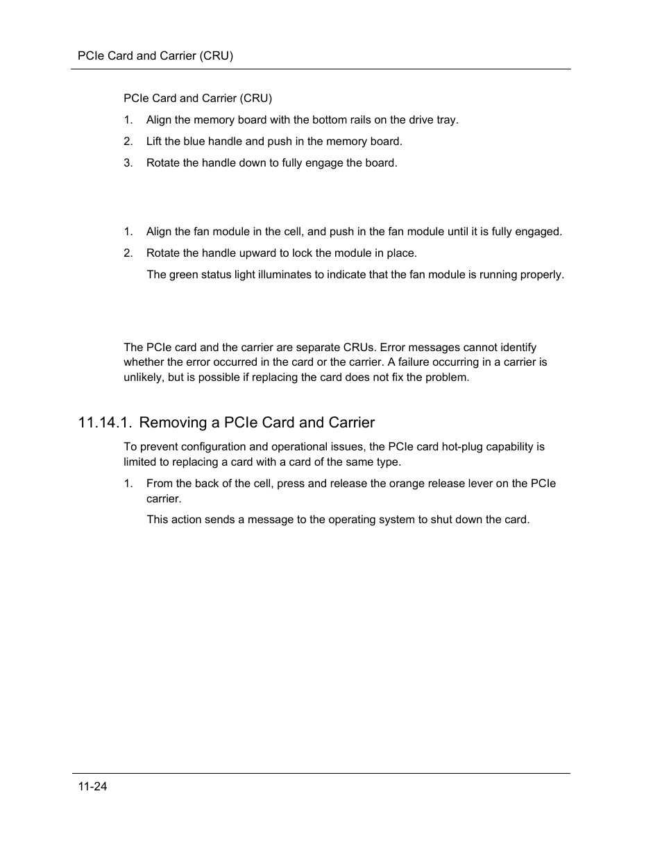 Pcie card and carrier (cru), Removing a pcie card and carrier | NEC ExpressA1160 User Manual | Page 220 / 252