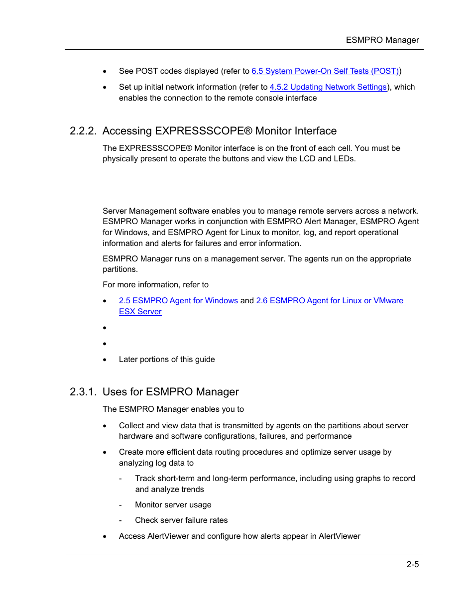 Esmpro manager, Accessing expressscope® monitor interface, Uses for esmpro manager | NEC ExpressA1160 User Manual | Page 37 / 252