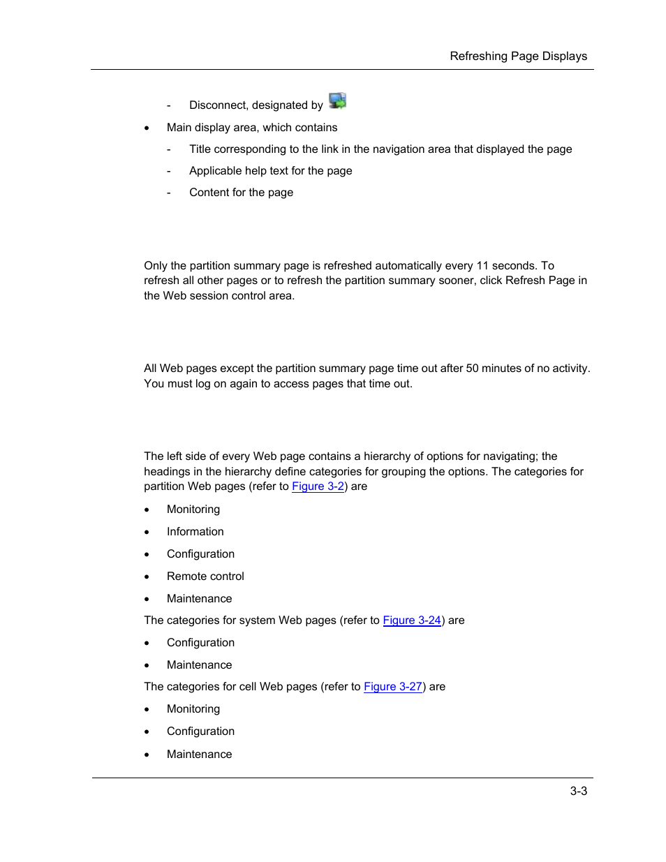 Refreshing page displays, Web page timeouts, Navigation | NEC ExpressA1160 User Manual | Page 45 / 252