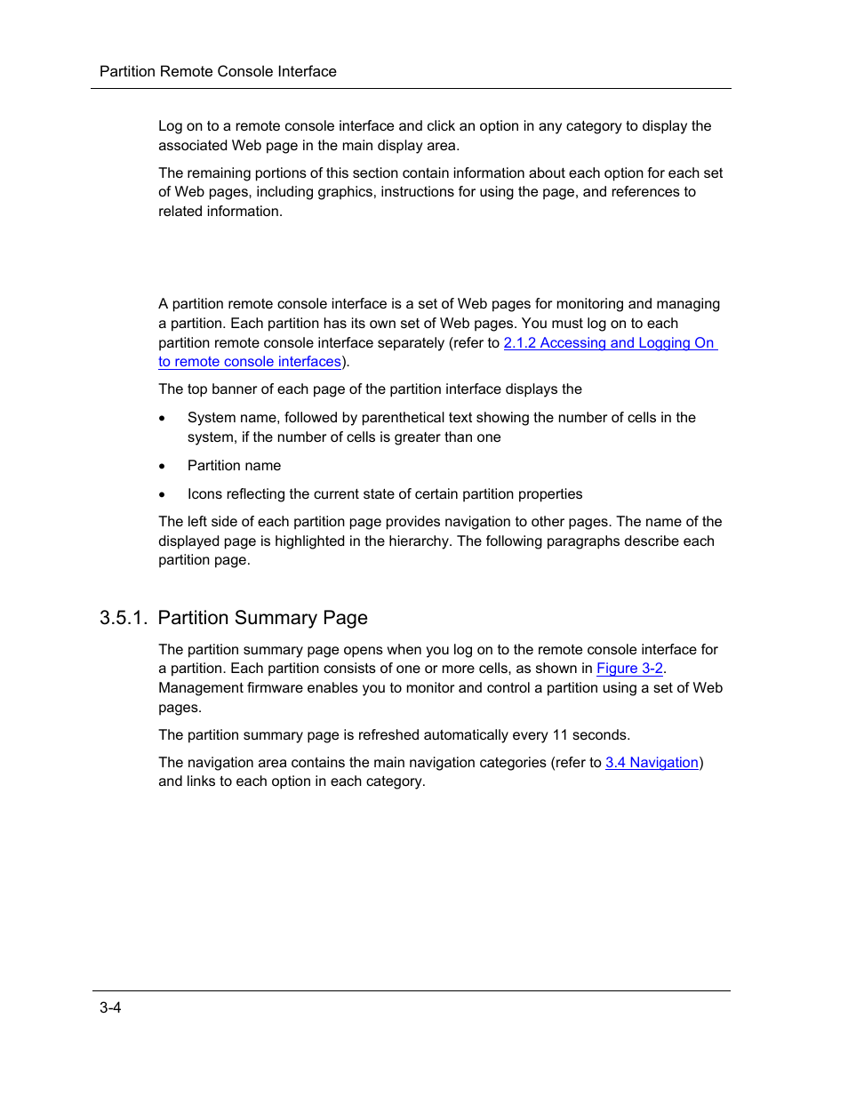 Partition remote console interface, Partition summary page | NEC ExpressA1160 User Manual | Page 46 / 252
