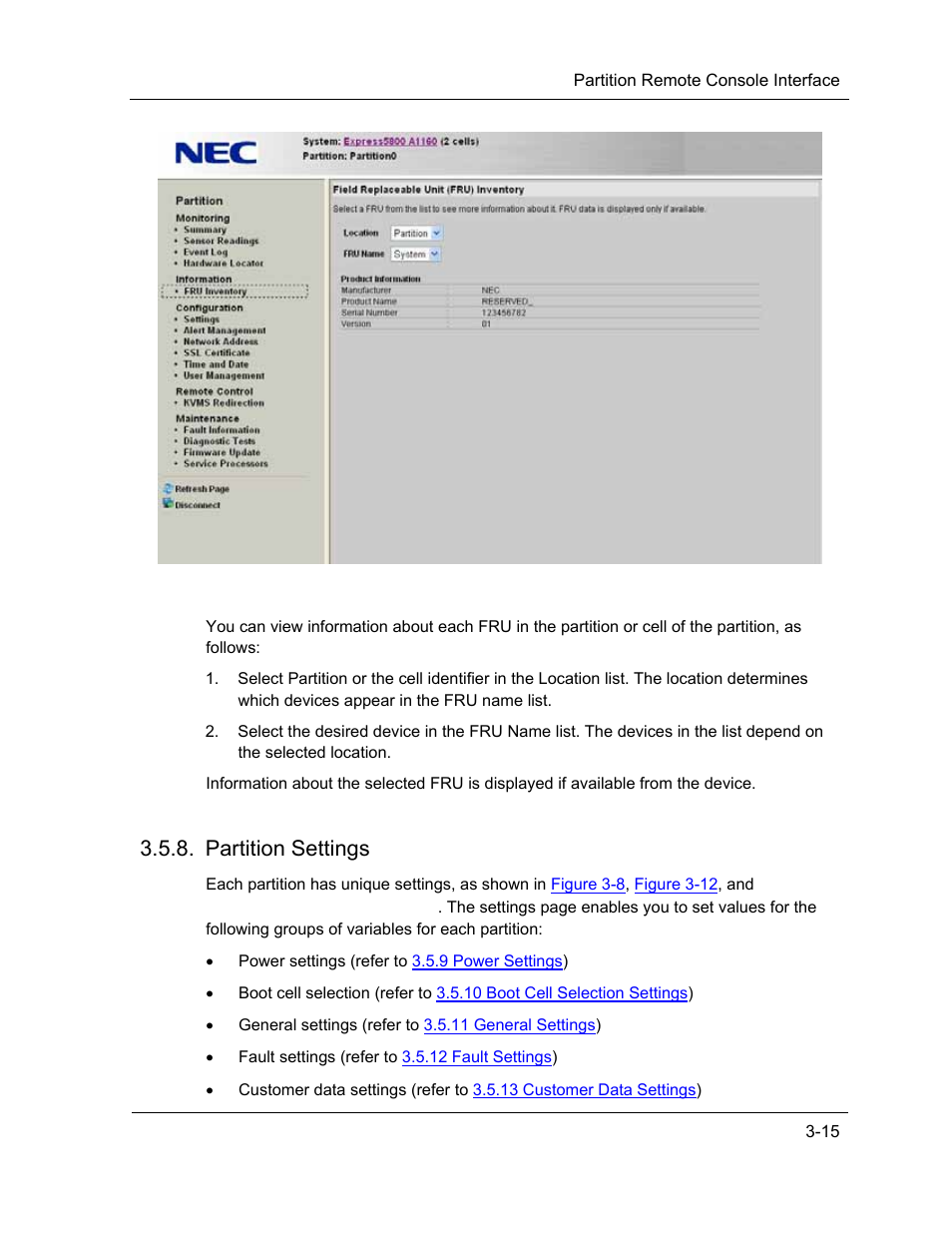 Partition settings | NEC ExpressA1160 User Manual | Page 57 / 252