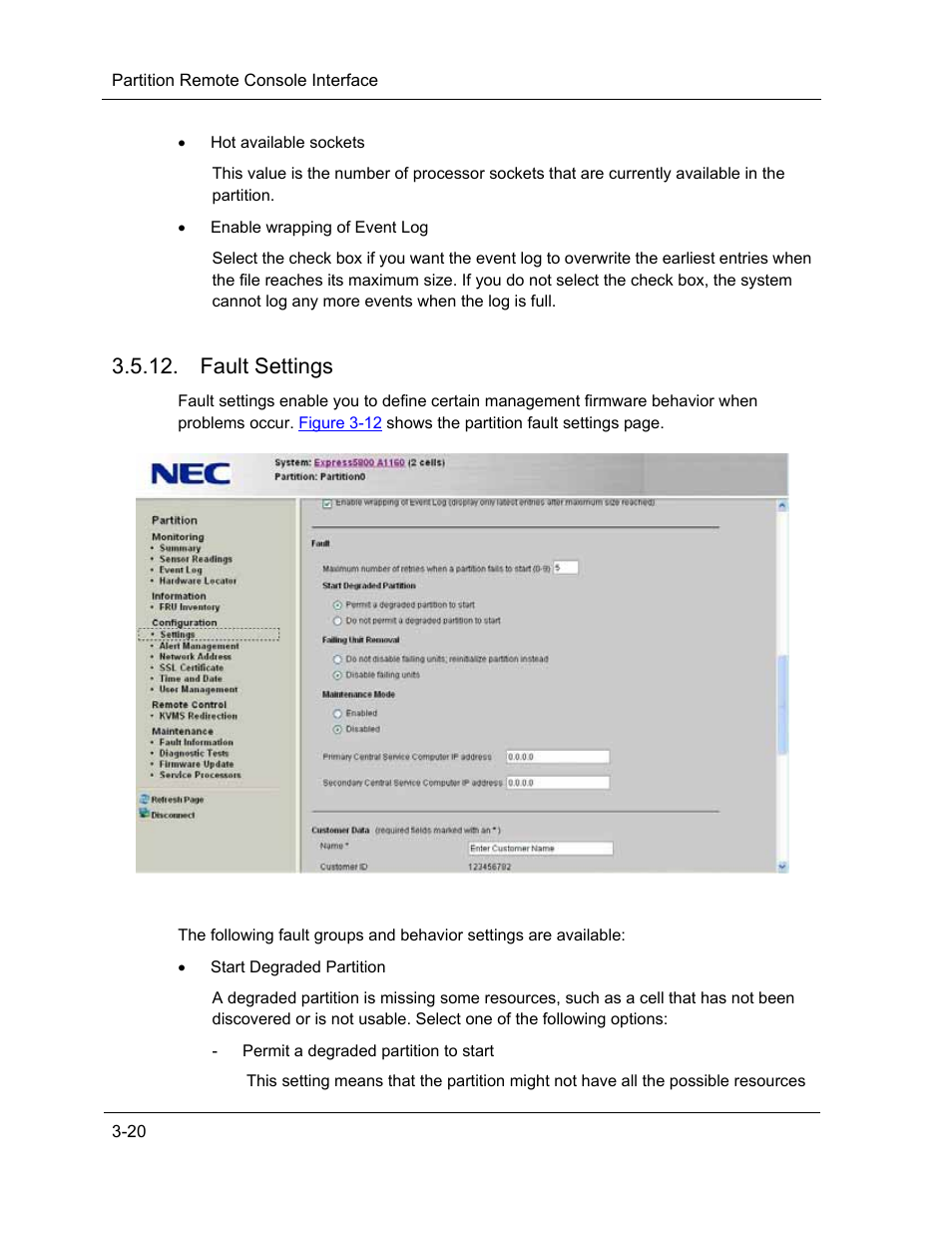 Fault settings | NEC ExpressA1160 User Manual | Page 62 / 252