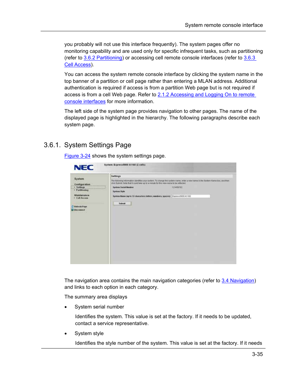 System settings page | NEC ExpressA1160 User Manual | Page 77 / 252
